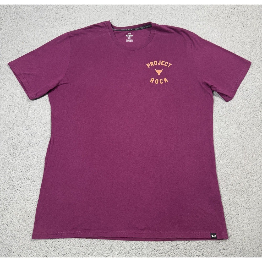 Under Armour Project Rock Shirt Mens XL Purple Short Sleeve Bull Graphic Top